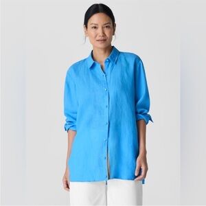 Eileen Fisher Organic Handkerchief Linen Classic Collar Shirt